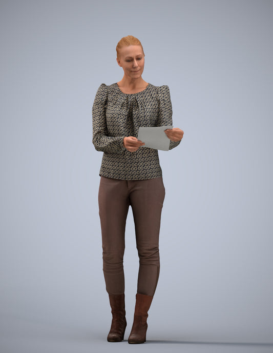 3D people model woman business walking, scanned human for 3ds Max rendering