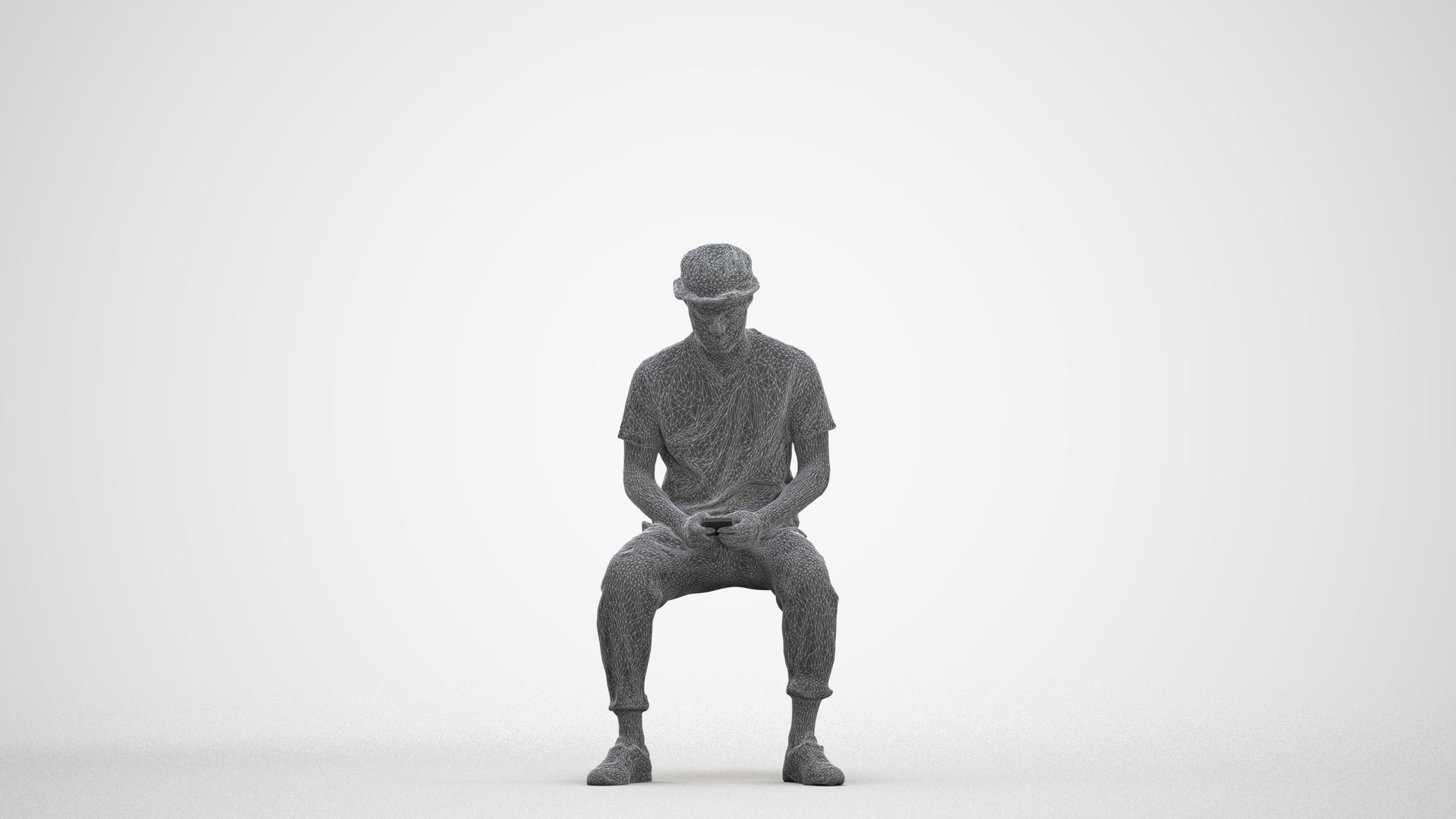 realistic 3D people man casual sitting, render-ready for V-Ray and Corona, FBX OBJ, three-quarter front view render