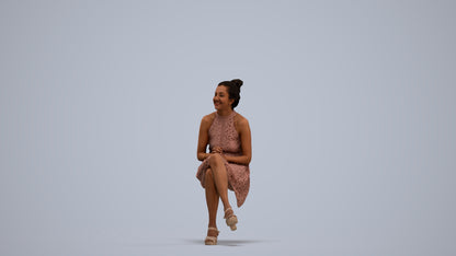 realistic 3D woman formal sitting, scanned archviz people for Blender and 3ds Max, standing pose render