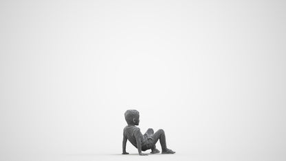 realistic 3D boy casual kids, scanned archviz people for Blender and 3ds Max, wireframe side view
