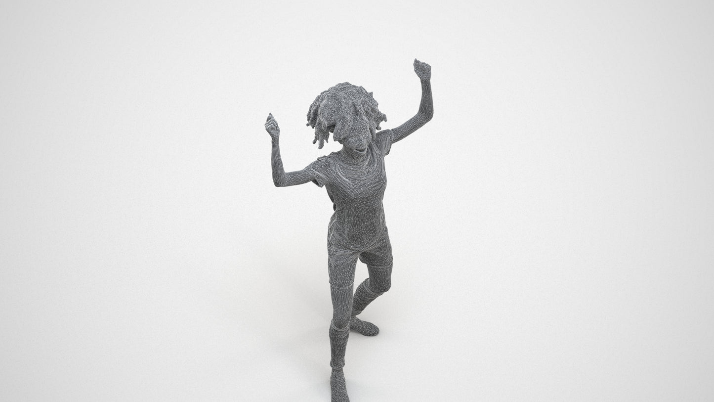 realistic 3D people woman sport, render-ready for V-Ray and Corona, FBX OBJ, wireframe three-quarter view