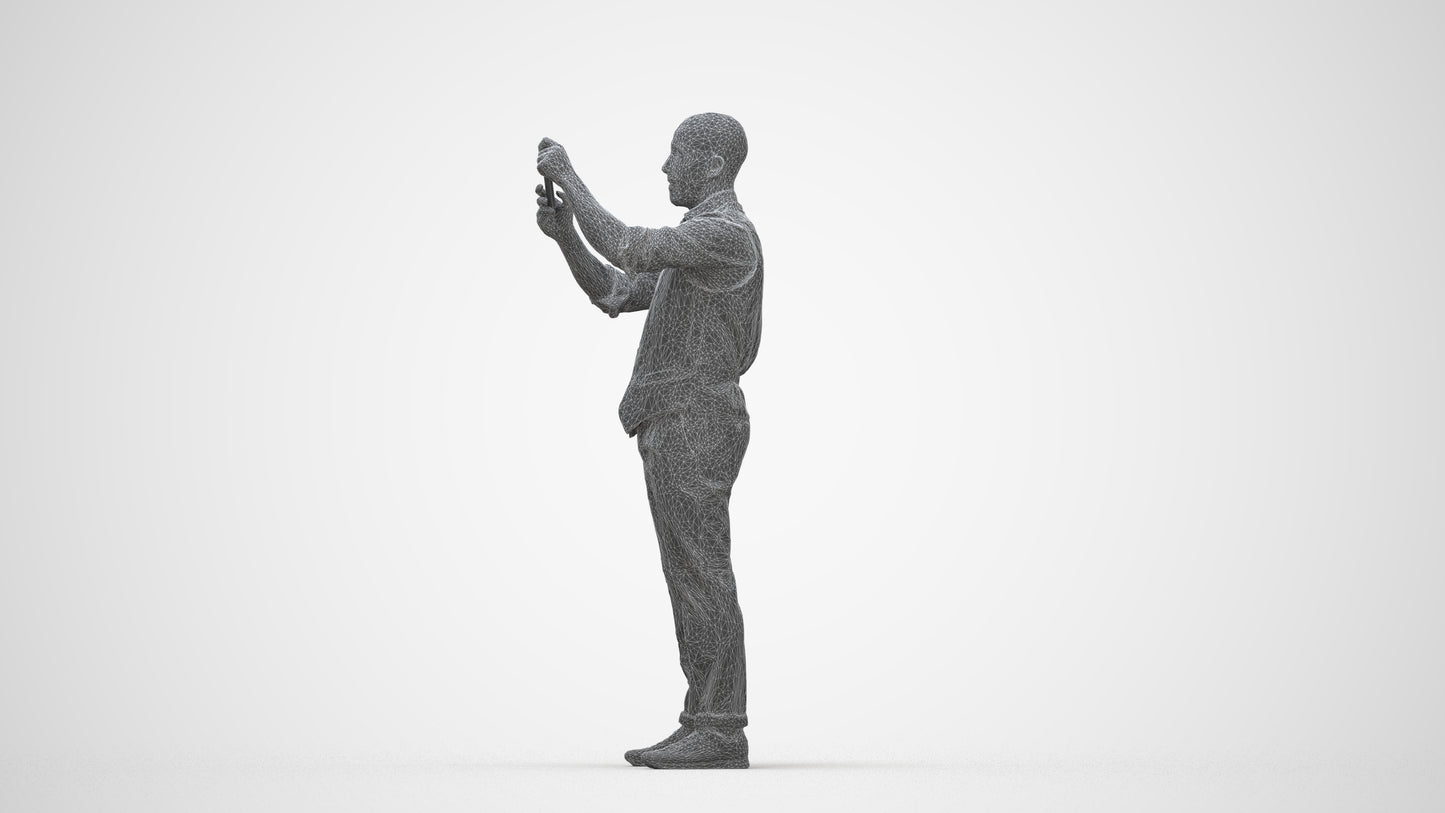 realistic 3D man business, scanned archviz people for Blender and 3ds Max, wireframe back view