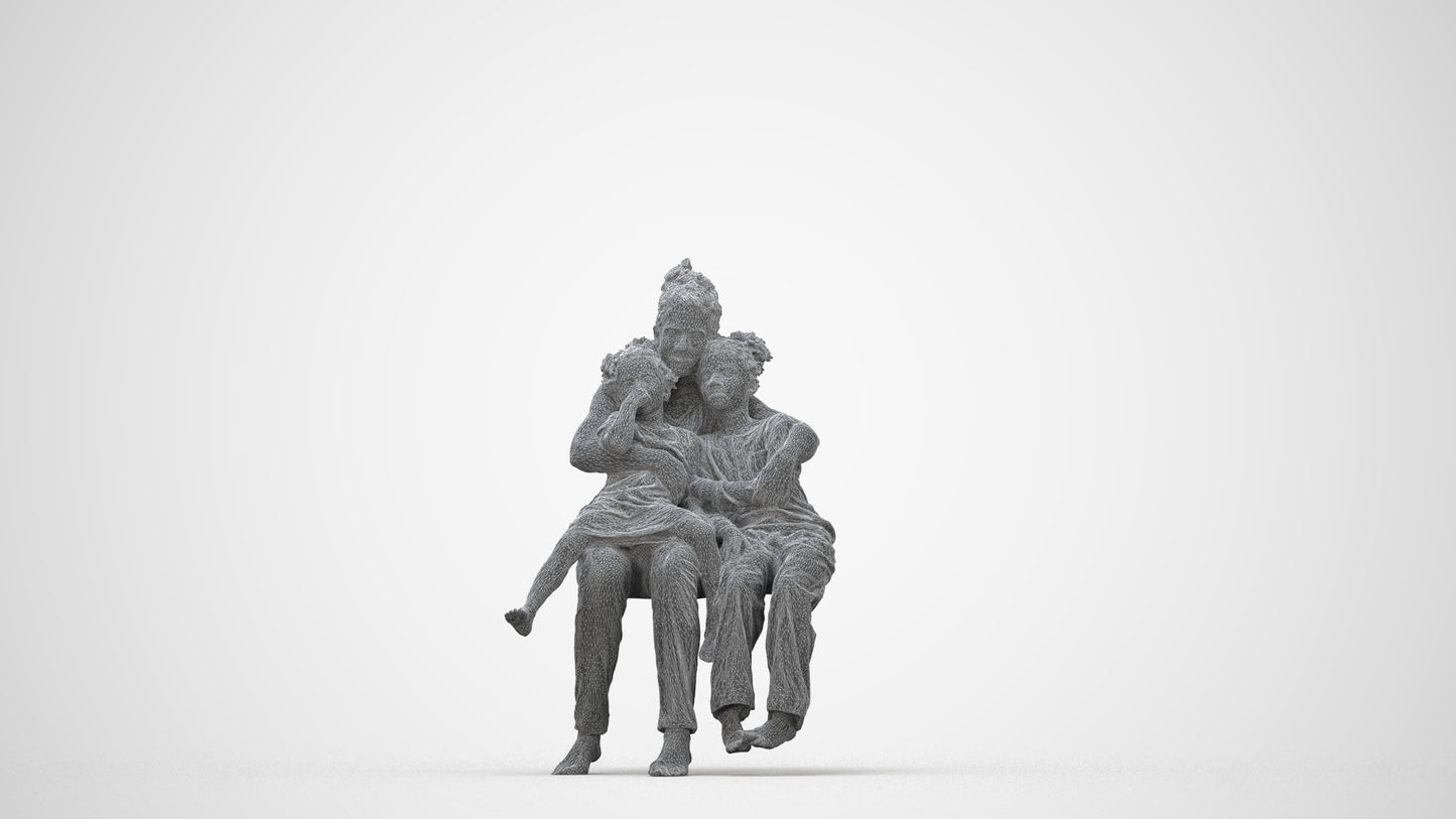 realistic 3D human girl kids, archviz people FBX OBJ for Blender, wireframe back view