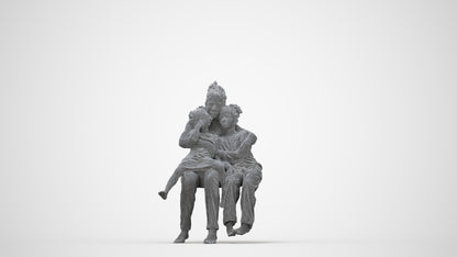 realistic 3D human girl kids, archviz people FBX OBJ for Blender, wireframe back view