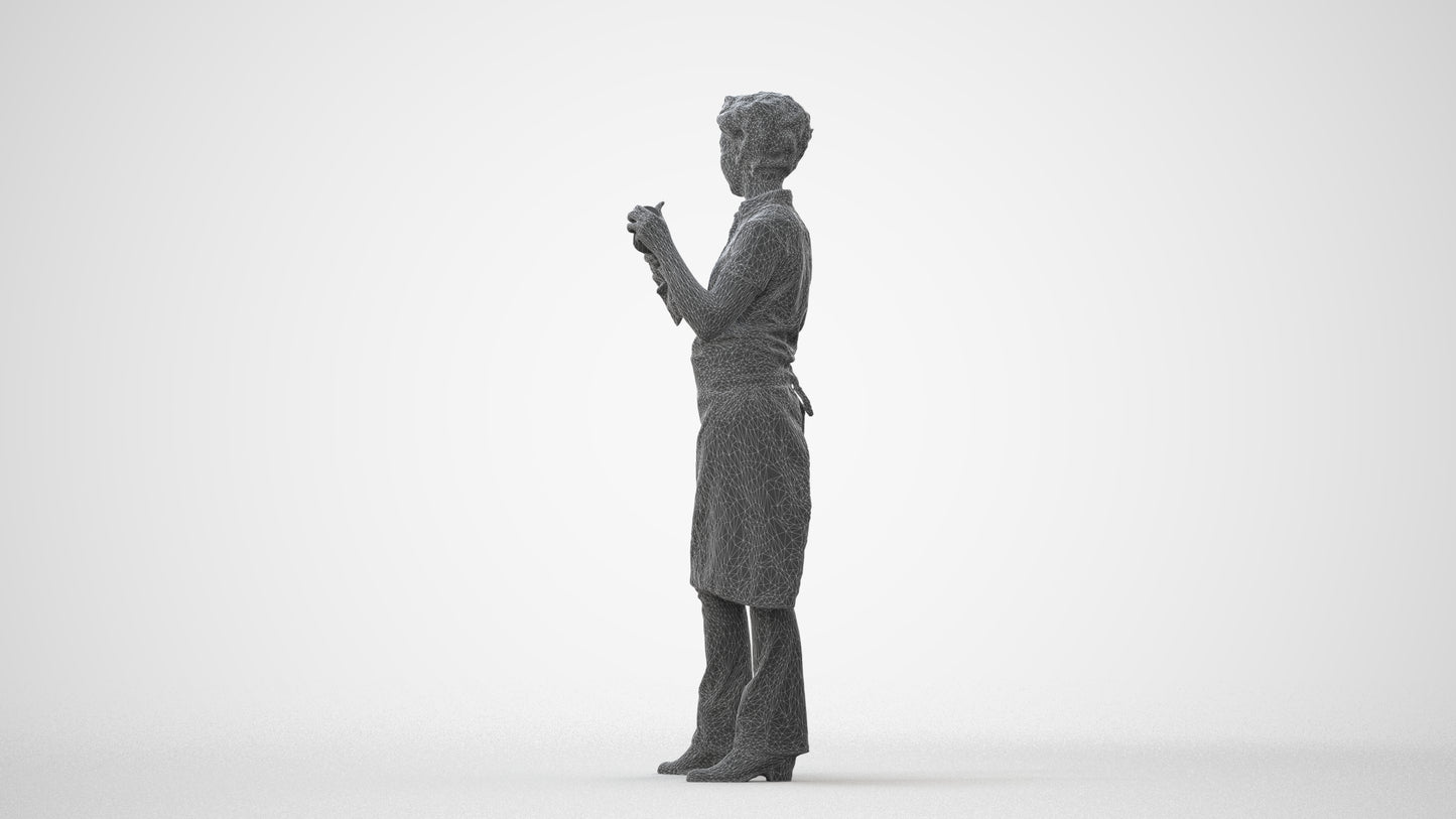 3D scanned woman hospitality, photorealistic archviz people for Enscape and SketchUp, square thumbnail