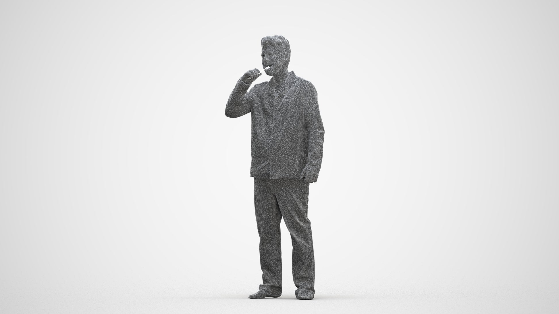 3D scanned man bathroom, photorealistic archviz people for Enscape and SketchUp, three-quarter front view render