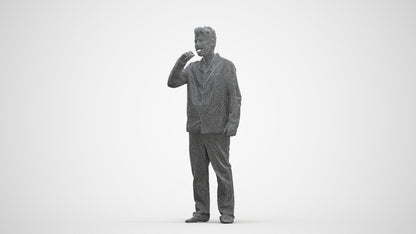 3D scanned man bathroom, photorealistic archviz people for Enscape and SketchUp, three-quarter front view render