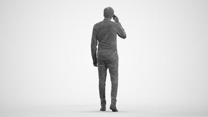 3D scanned man walking business, photorealistic archviz people for Enscape and SketchUp, wireframe front view