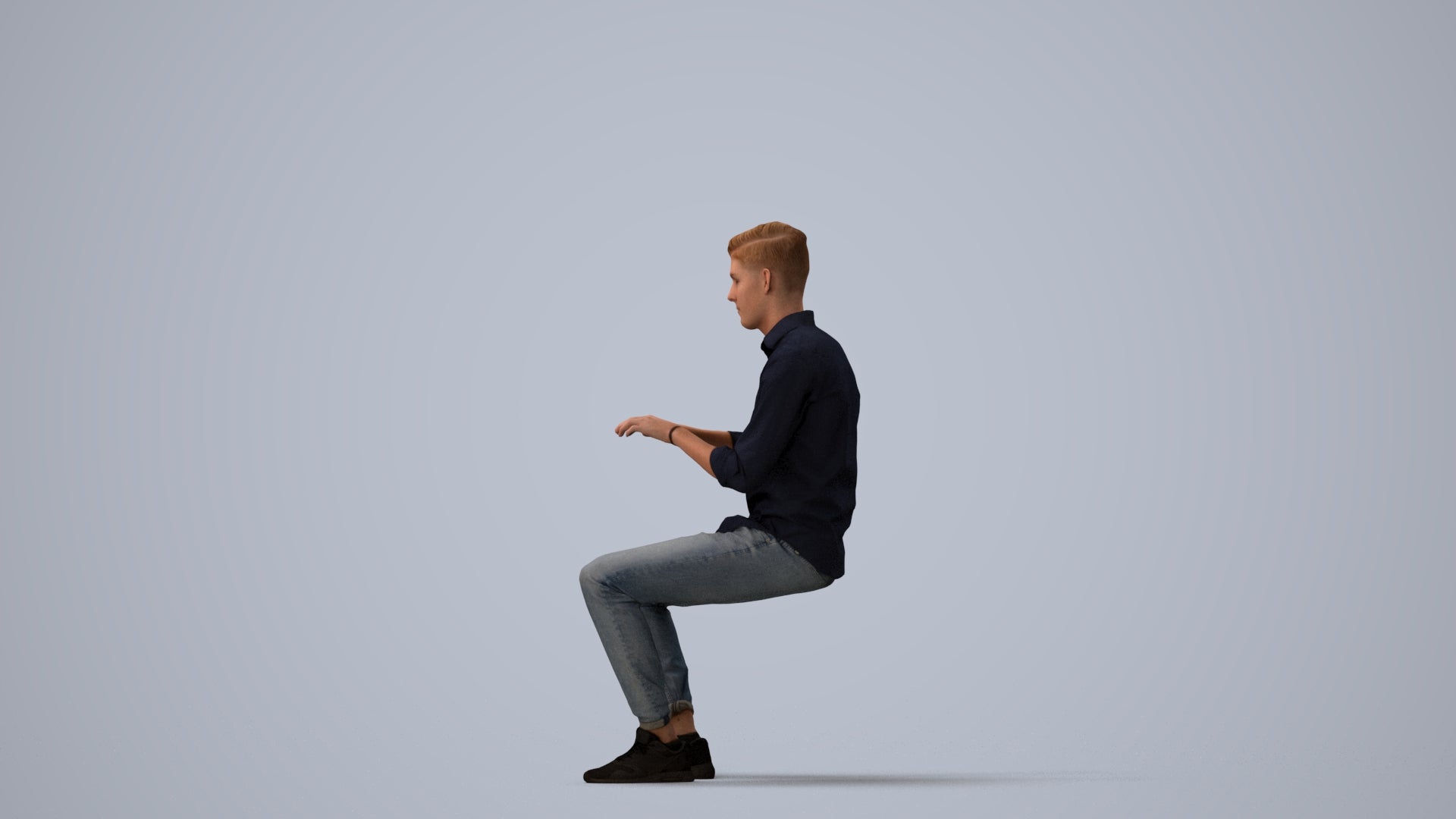 realistic 3D man casual business, scanned archviz people for Blender and 3ds Max, three-quarter view render