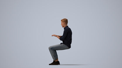 realistic 3D man casual business, scanned archviz people for Blender and 3ds Max, three-quarter view render