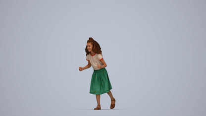 realistic 3D human girl casual kids, archviz people FBX OBJ for Blender, top-down view render