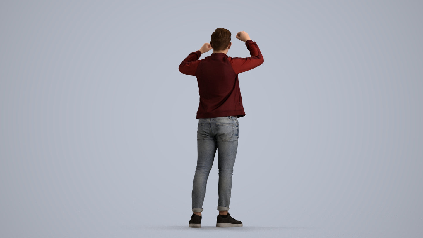 realistic 3D human boy casual kids, archviz people FBX OBJ for Blender, front view render