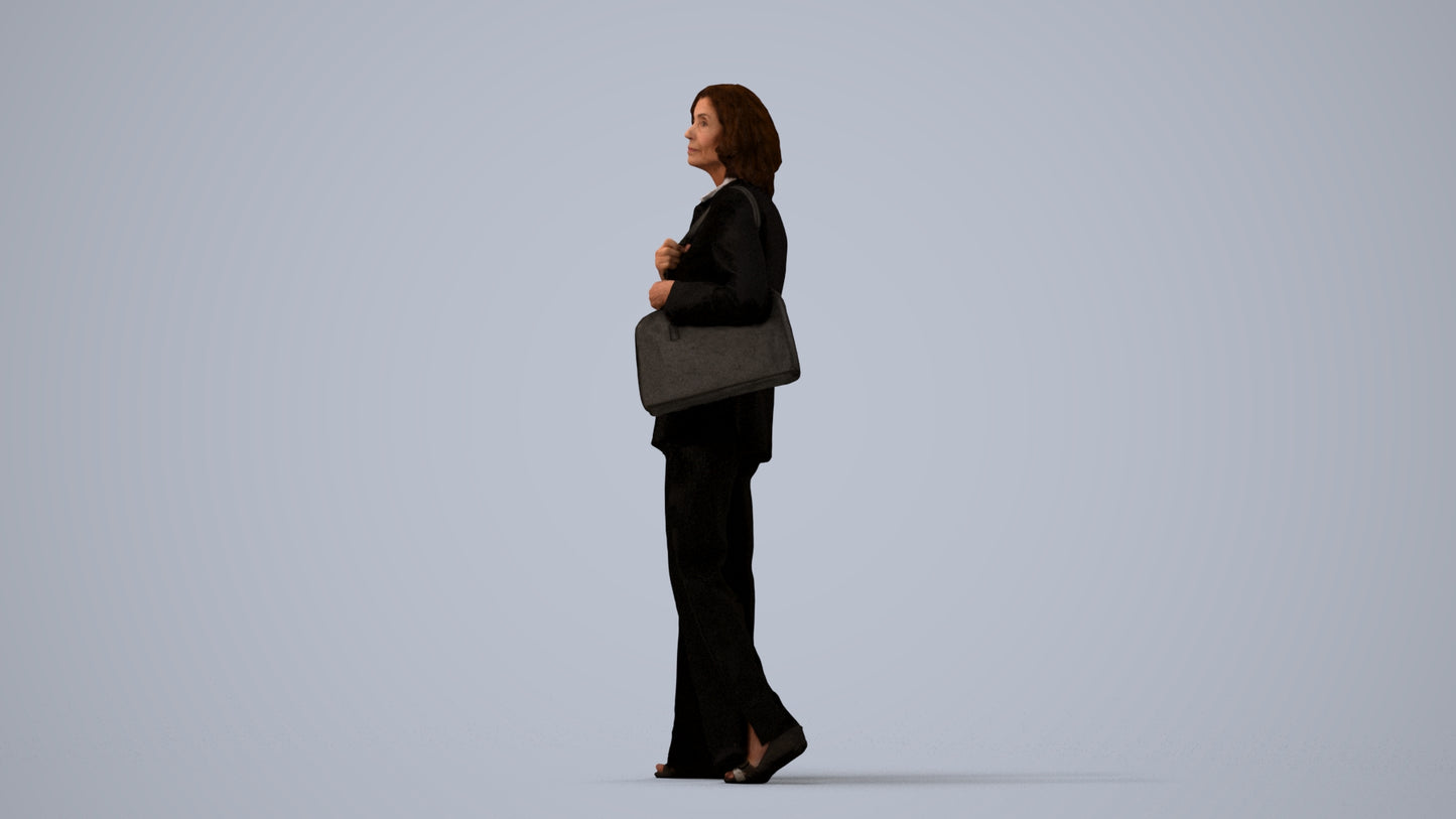realistic 3D people senior woman business, render-ready for V-Ray and Corona, FBX OBJ, three-quarter view render