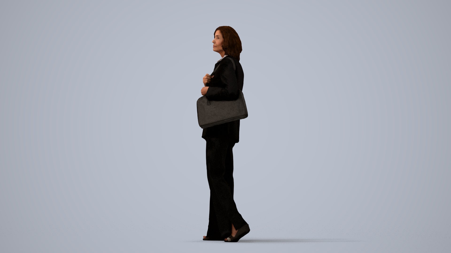 realistic 3D people senior woman business, render-ready for V-Ray and Corona, FBX OBJ, three-quarter view render