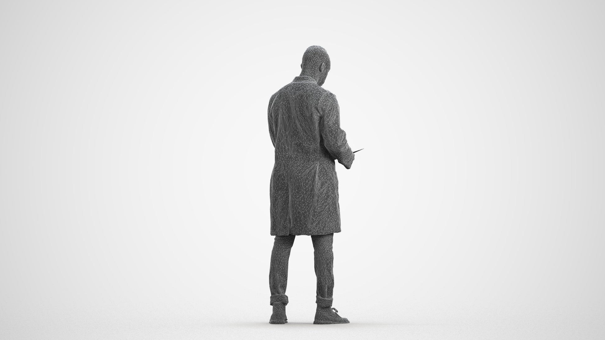 photogrammetry 3D man medical, realistic human model archviz FBX, wireframe front view