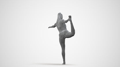 3D scanned woman sport, photorealistic archviz people for Enscape and SketchUp, wireframe side view