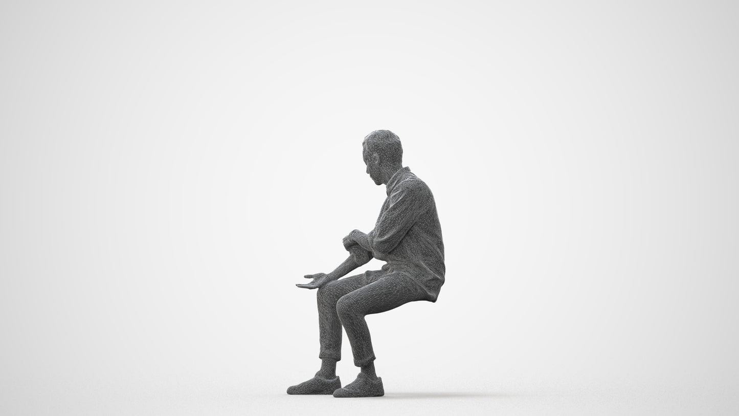 realistic 3D people man casual sitting, render-ready for V-Ray and Corona, FBX OBJ, square thumbnail