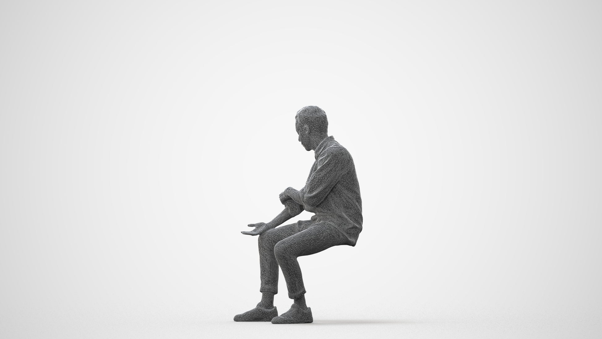 realistic 3D people man casual sitting, render-ready for V-Ray and Corona, FBX OBJ, square thumbnail