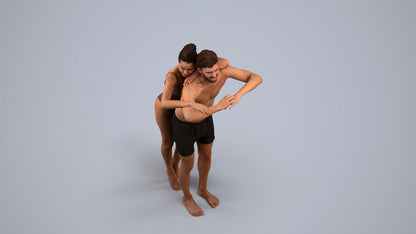 3D scanned man pool, photorealistic archviz people for Enscape and SketchUp, back view render
