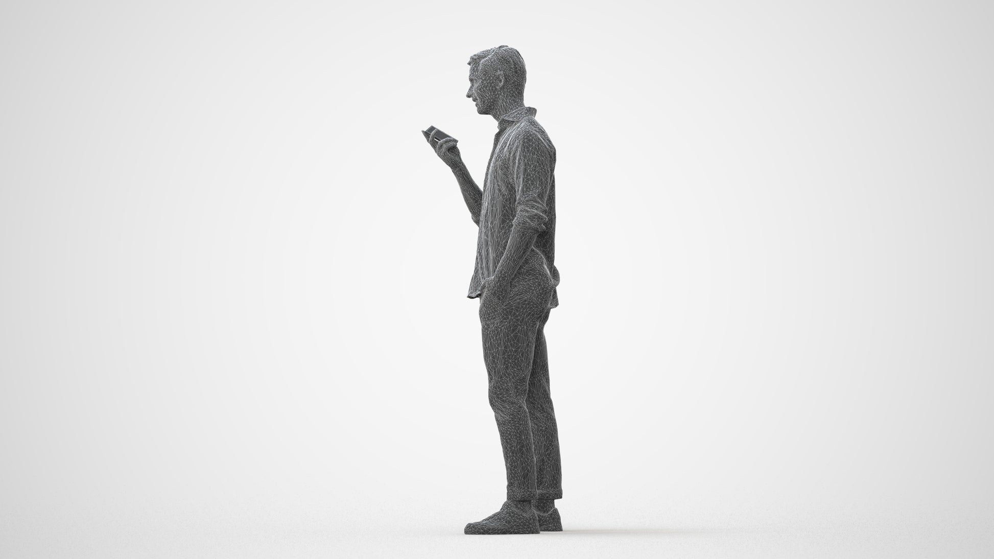 scanned 3D man casual standing, photogrammetry people for Enscape and V-Ray, square thumbnail