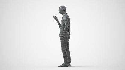 scanned 3D man casual standing, photogrammetry people for Enscape and V-Ray, square thumbnail
