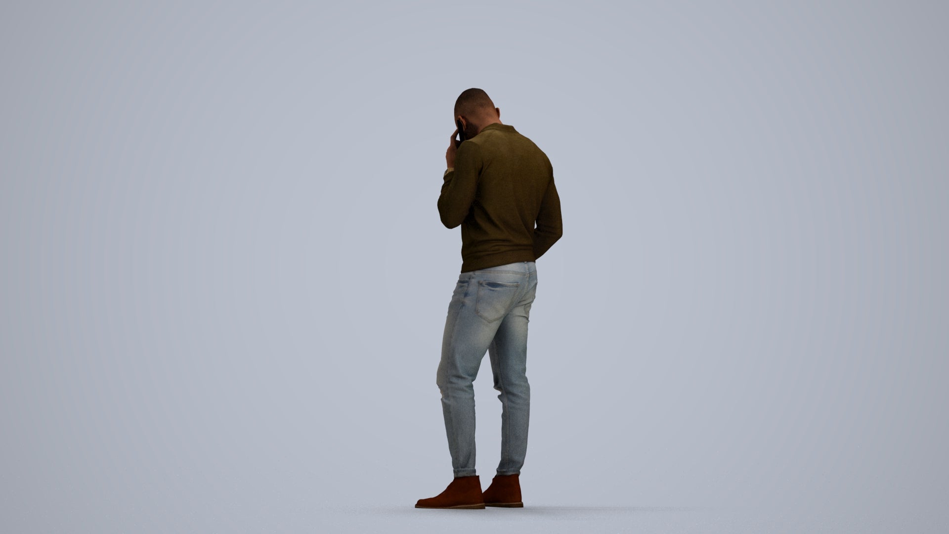 photogrammetry 3D man casual standing, realistic human model archviz FBX, front view render