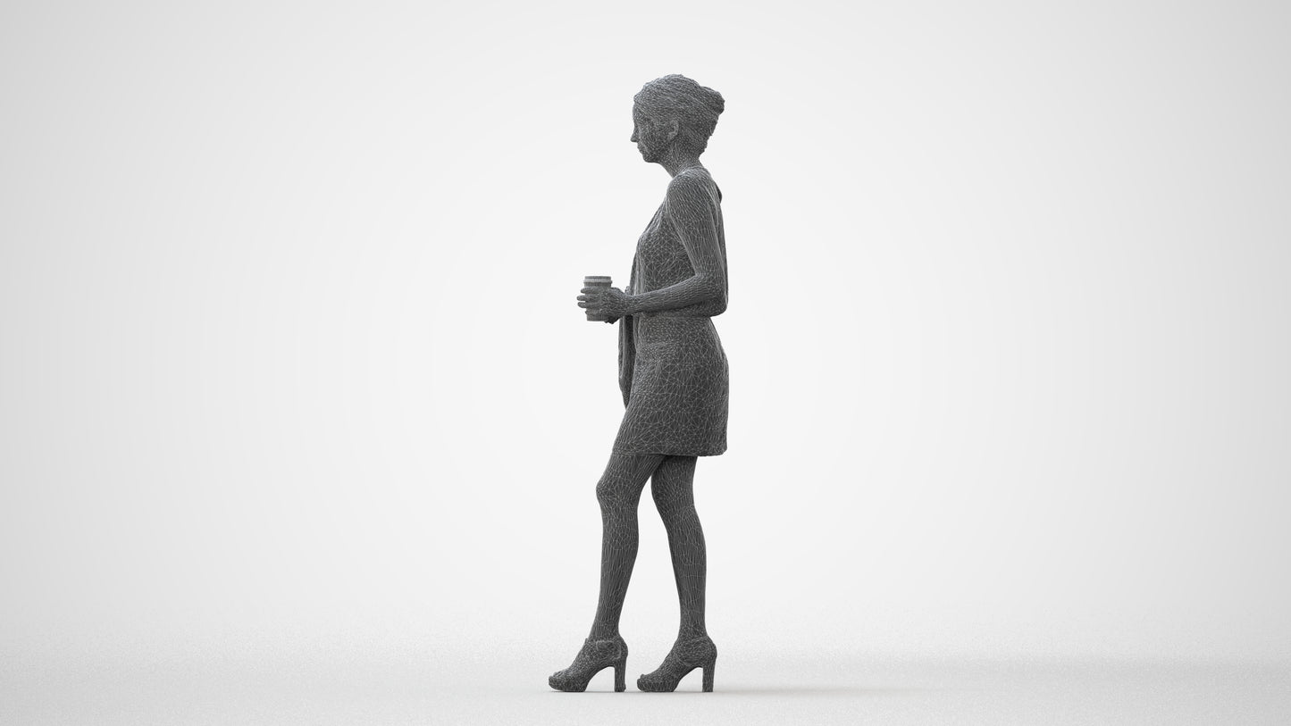 realistic 3D woman business walking, scanned archviz people for Blender and 3ds Max, square thumbnail
