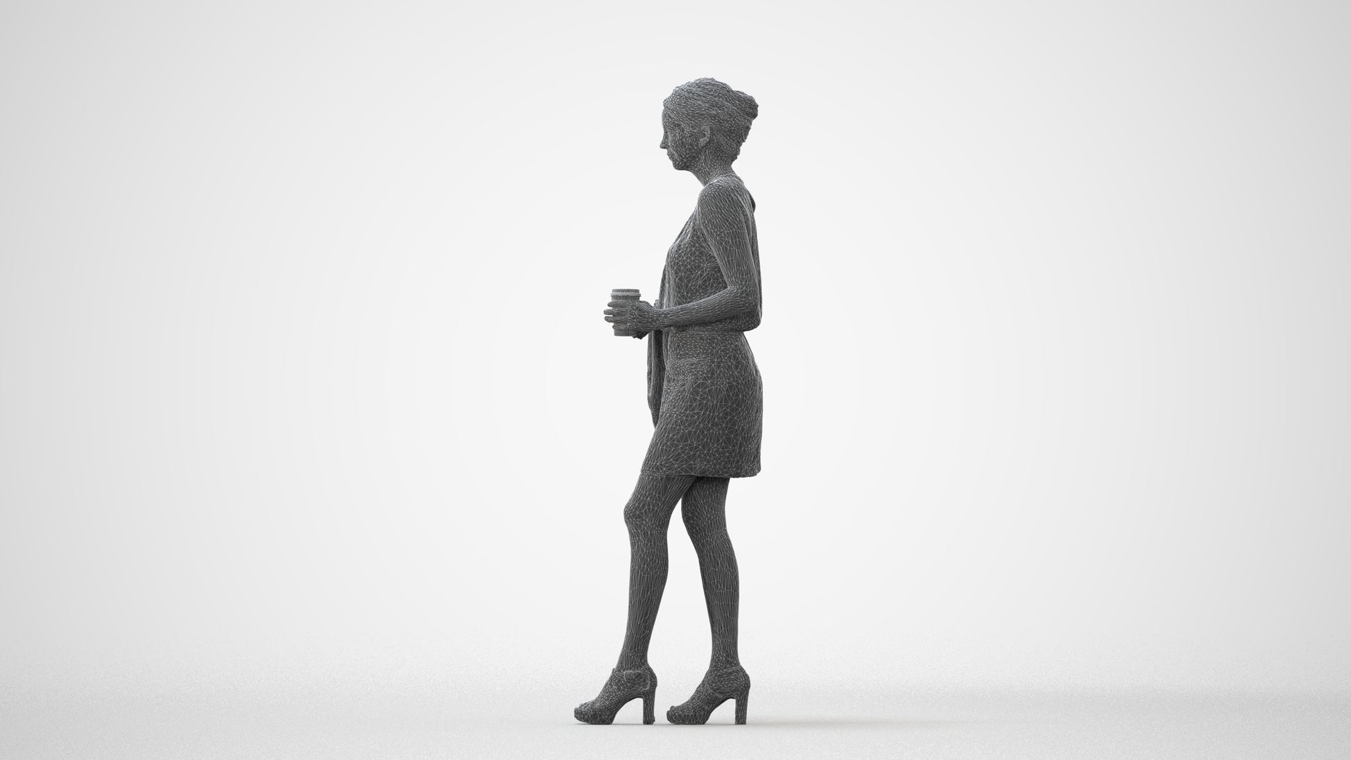 realistic 3D woman business walking, scanned archviz people for Blender and 3ds Max, square thumbnail