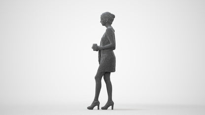 realistic 3D woman business walking, scanned archviz people for Blender and 3ds Max, square thumbnail