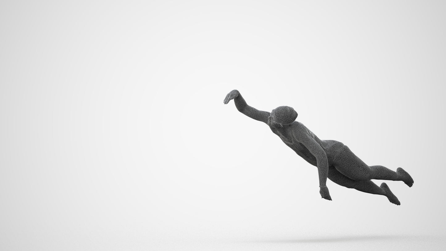 3D human model woman sport pool, photogrammetry scanned person for archviz, square thumbnail