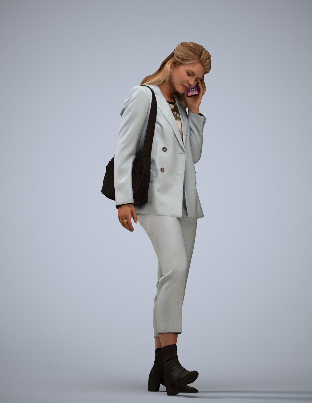 photogrammetry 3D woman business walking, realistic human model archviz FBX