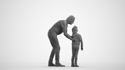 realistic 3D people girl casual kids, render-ready for V-Ray and Corona, FBX OBJ, wireframe front view