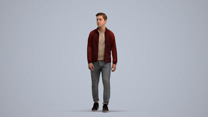 realistic 3D boy casual kids, scanned archviz people for Blender and 3ds Max, standing pose render