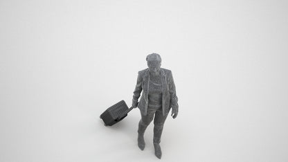 3D scanned woman walking business, photorealistic archviz people for Enscape and SketchUp, wireframe three-quarter view