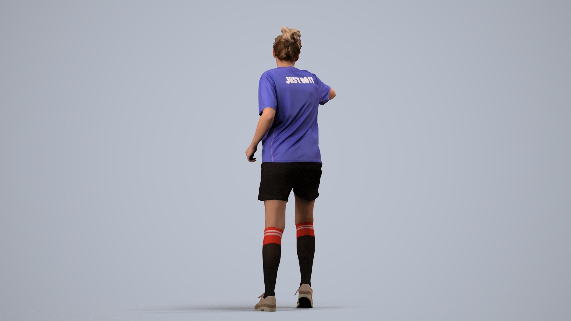 scanned 3D woman sport, photogrammetry people for Enscape and V-Ray, side view render