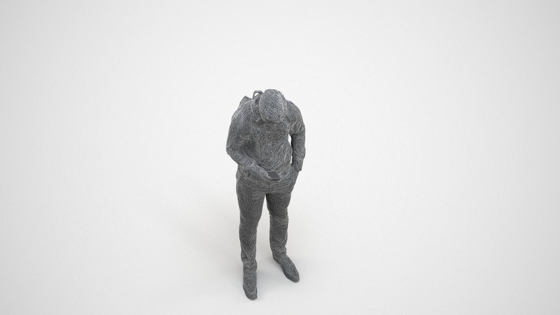 3D people model boy kids, scanned human for 3ds Max rendering, wireframe three-quarter view