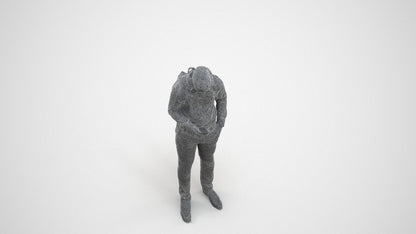 3D people model boy kids, scanned human for 3ds Max rendering, wireframe three-quarter view