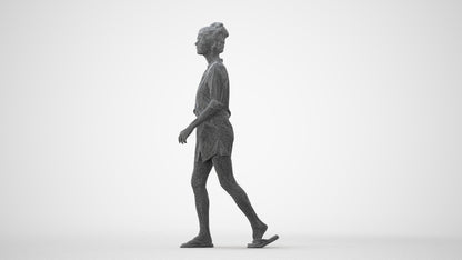 3D human model woman casual standing, photogrammetry scanned person for archviz, square thumbnail