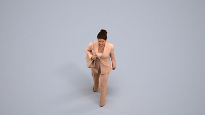 realistic 3D human woman business standing, archviz people FBX OBJ for Blender, back view render