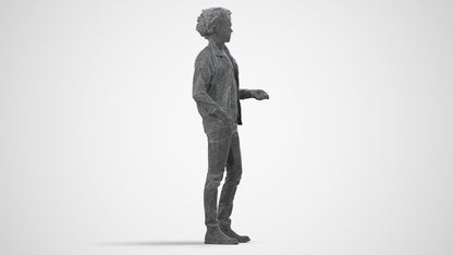 realistic 3D people man casual standing, render-ready for V-Ray and Corona, FBX OBJ, wireframe side view