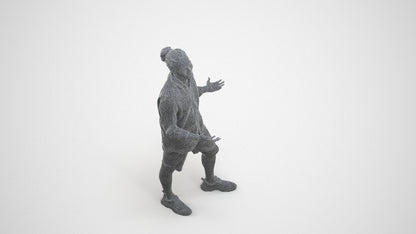 scanned 3D man casual standing, photogrammetry people for Enscape and V-Ray, wireframe three-quarter view