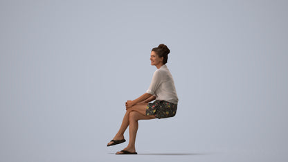 realistic 3D woman casual mix, scanned archviz people for Blender and 3ds Max, three-quarter view render