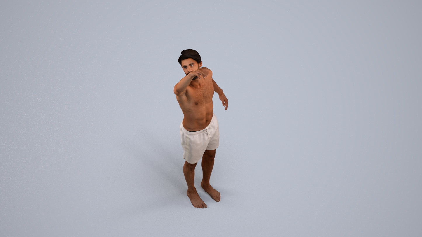 realistic 3D people man pool, render-ready for V-Ray and Corona, FBX OBJ, back view render