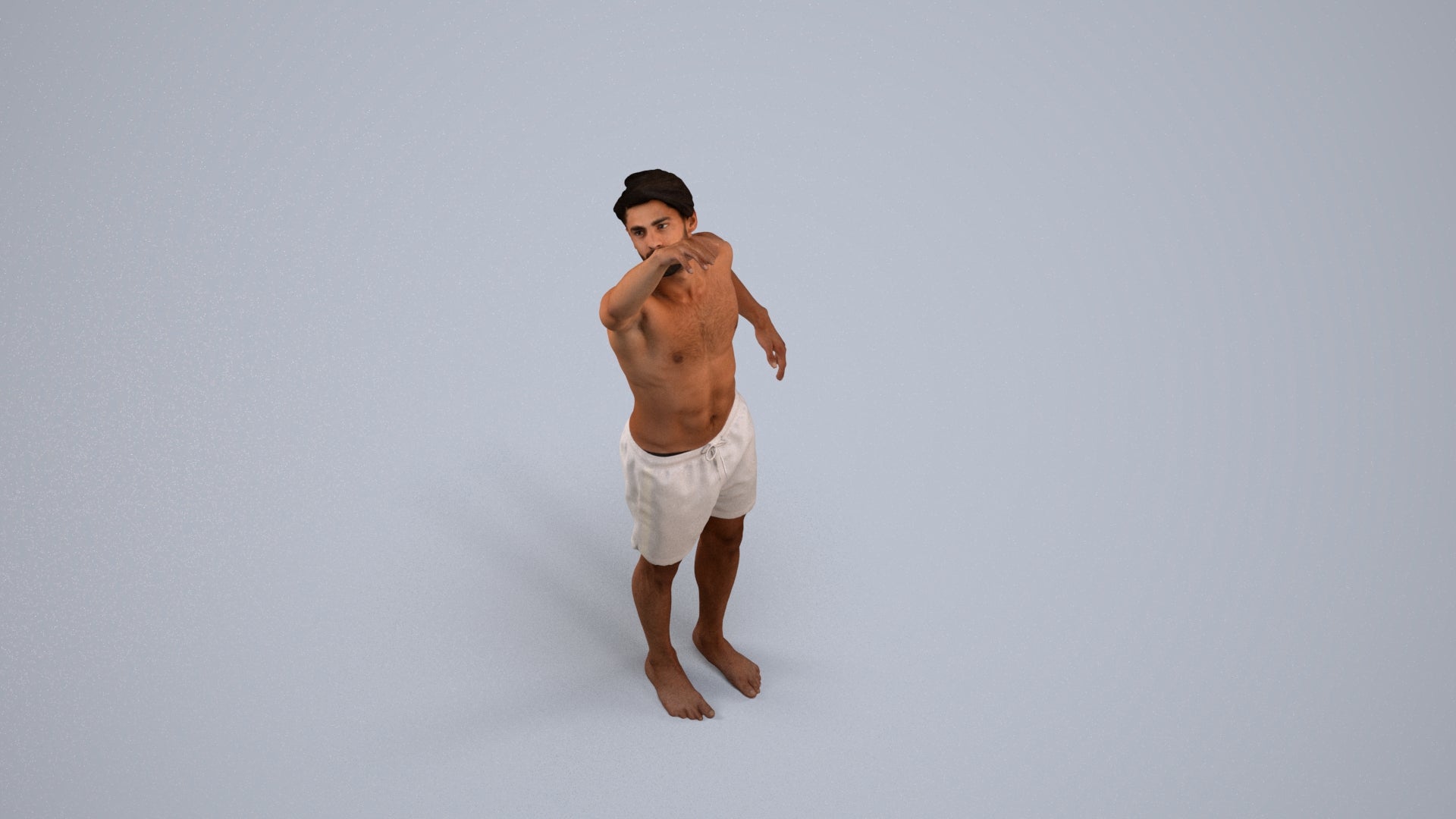 realistic 3D people man pool, render-ready for V-Ray and Corona, FBX OBJ, back view render