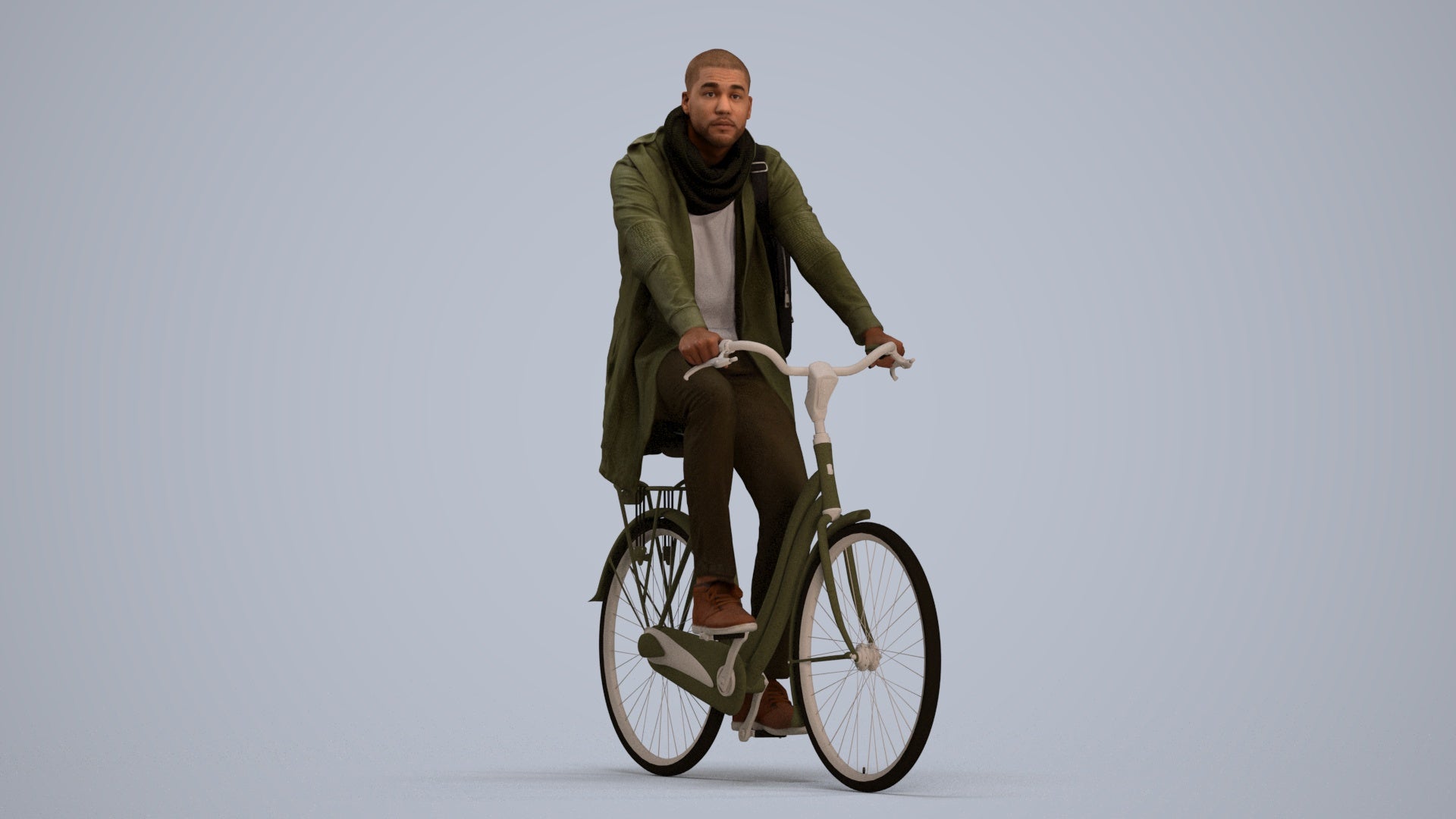 3D human model man casual sitting, photogrammetry scanned person for archviz, standing pose render