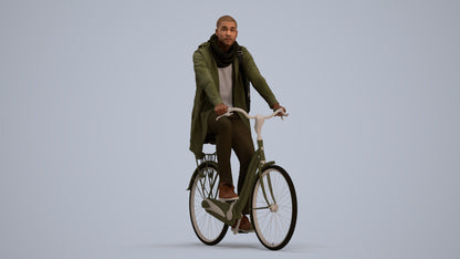3D human model man casual sitting, photogrammetry scanned person for archviz, standing pose render