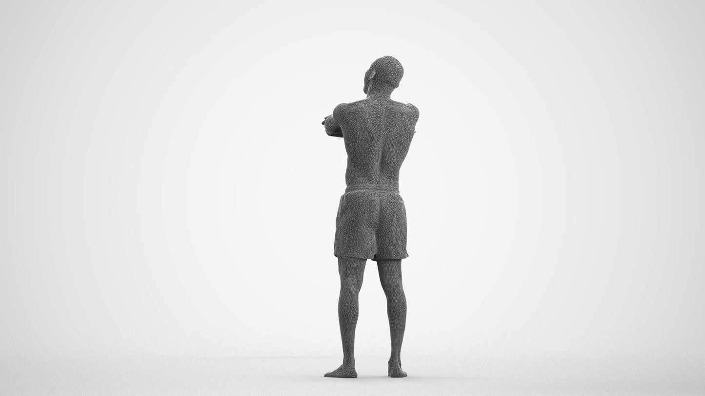 realistic 3D people man pool, render-ready for V-Ray and Corona, FBX OBJ, wireframe front view