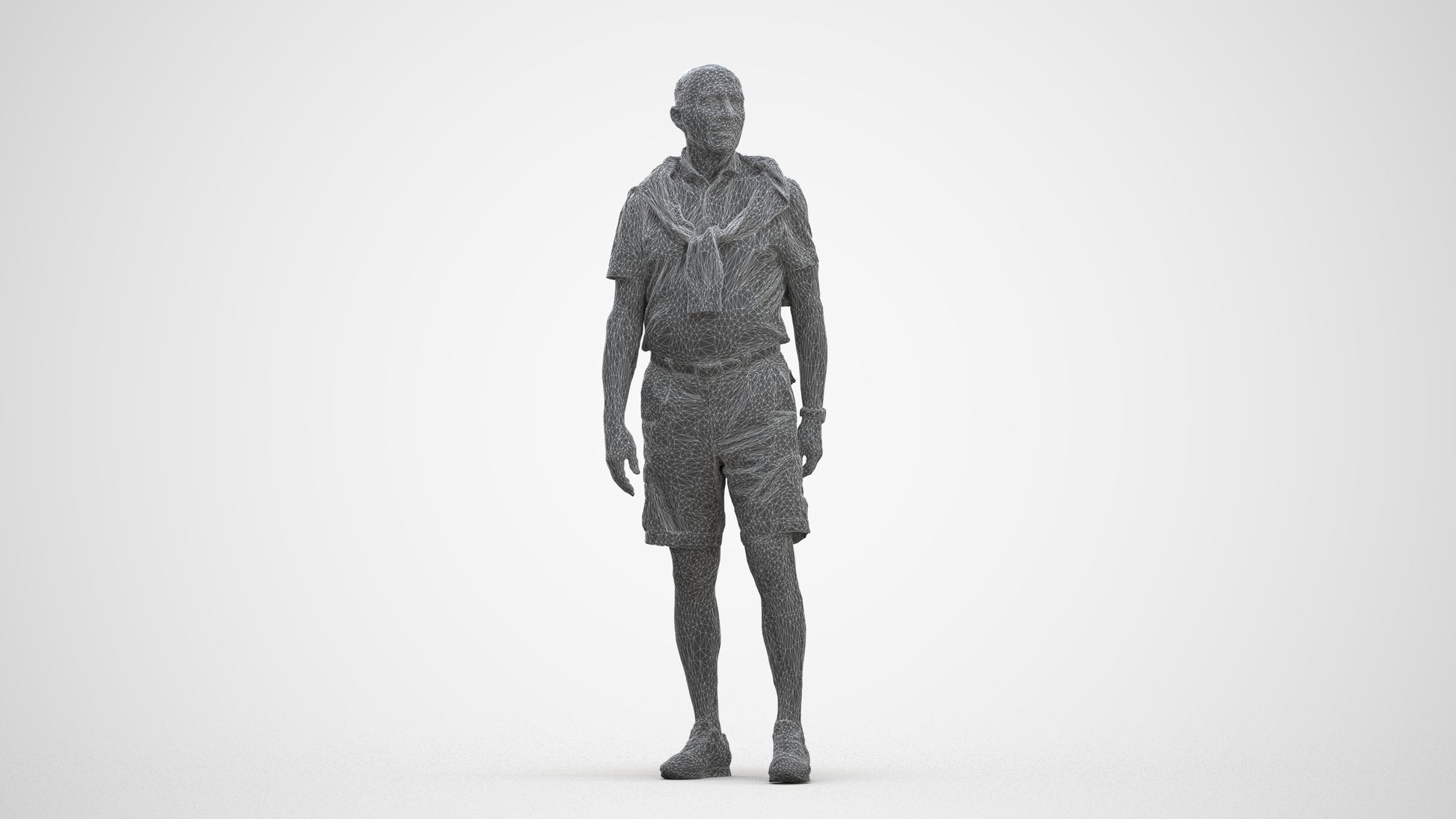 3D scanned senior man standing casual, photorealistic archviz people for Enscape and SketchUp