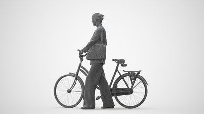 realistic 3D people senior woman business cycling, render-ready for V-Ray and Corona, FBX OBJ, square thumbnail