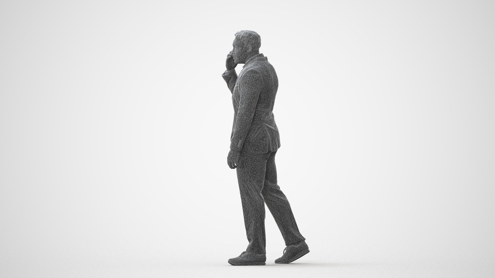 realistic 3D man business standing, scanned archviz people for Blender and 3ds Max, square thumbnail